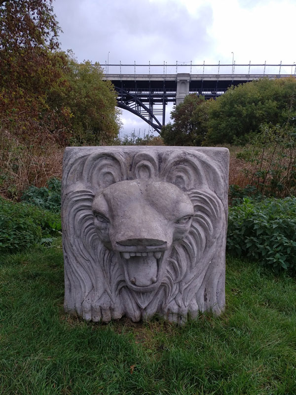 Duane Linklater's Monsters for Beauty, Permanence and Individuality installation of gargoyle sculptures in the Lower Don River Valley