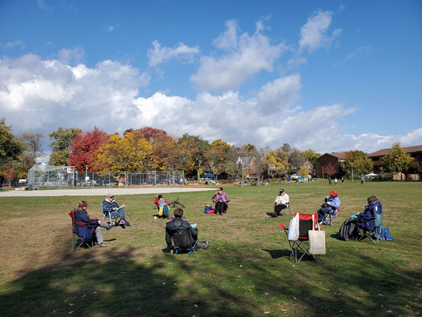 Silent book club in the park in October