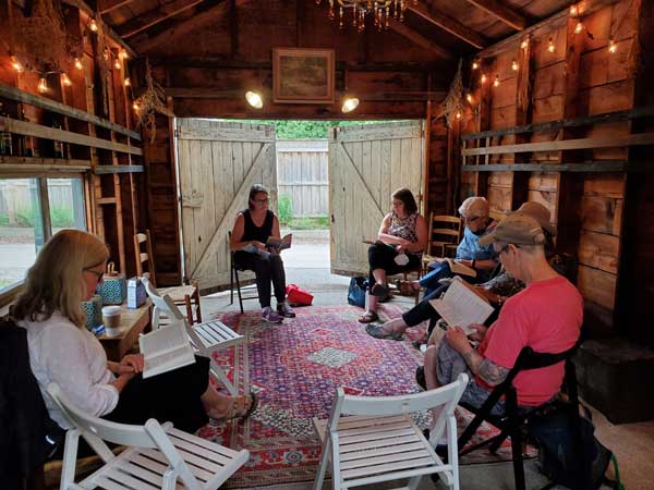 Silent book club meeting at The Great Escape bookstore