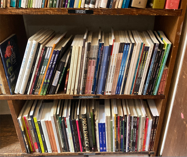 Bookshelves of Canadian poetry at the Grolier Poetry Museum in Cambridge, Massachusetts