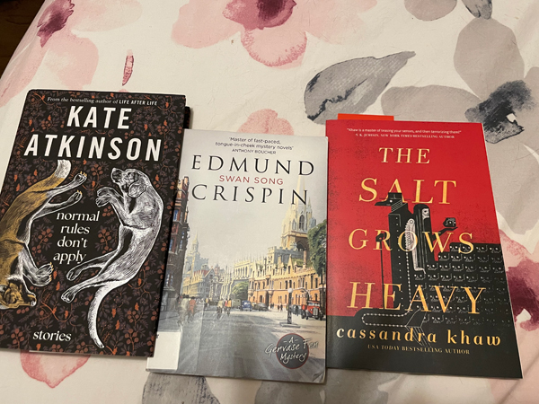 Some of silent book club member Lyla's recent readings, including a short story collection by Kate Atkinson