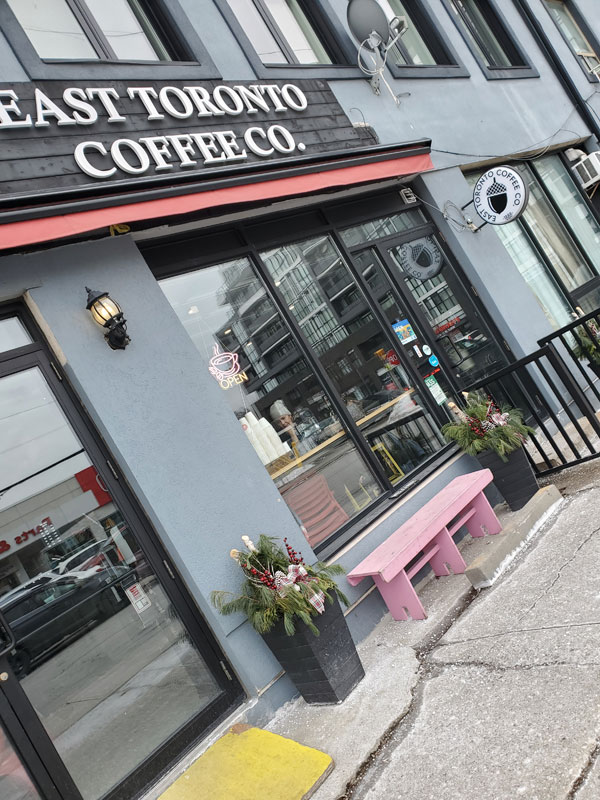 Front window and signage of East Toronto Coffee Co