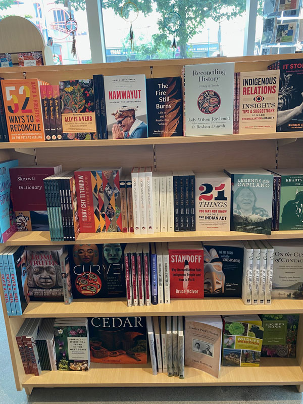 Indigenous titles in the Museum of North Vancouver gift shop (Photo by Anne-Louise Gould)