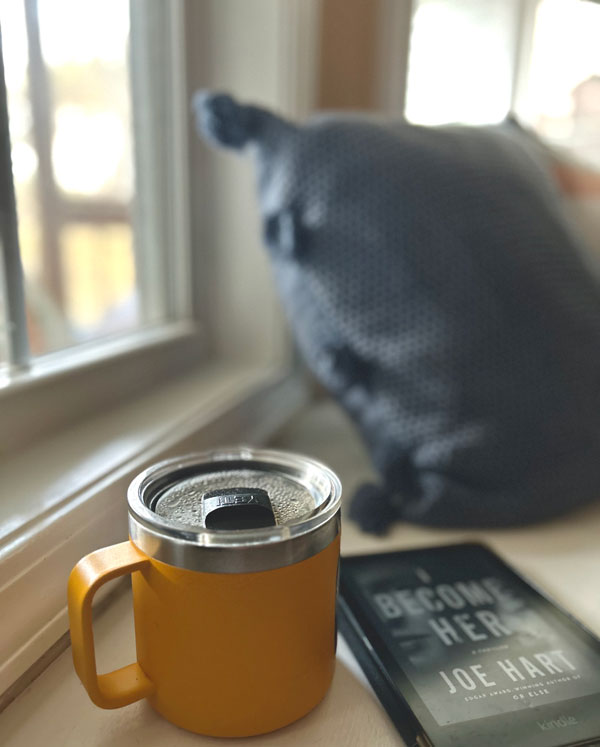 One of silent book club member Lisa's books, I Become Her by Joe Hart (Photo by Lisa Presnell)